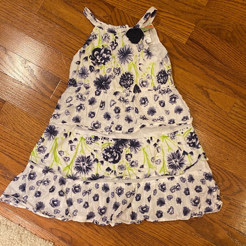 Penelope Mack White and Blue Floral Kids Dress